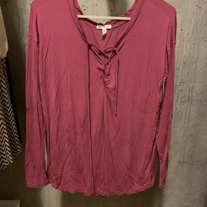 PINK - super soft long sleeved tie in front tee!